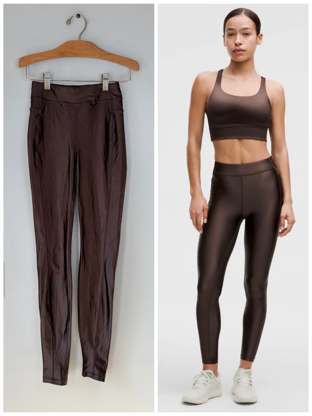 Lululemon Espresso Satin Shine High-Rise Tights Leggings Athleisure Workout